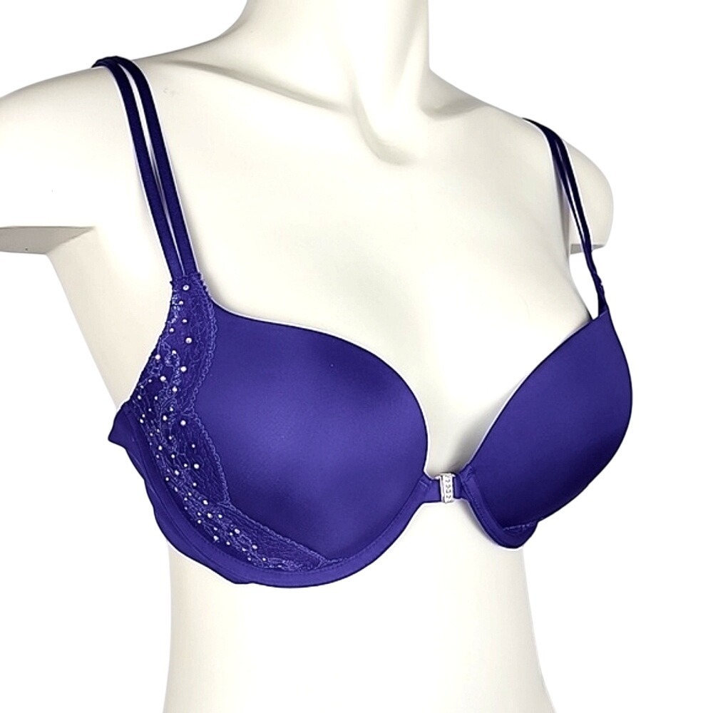 La Senza Women's Deep Purple Rhinestone Lace Push-Up Bra 38B
